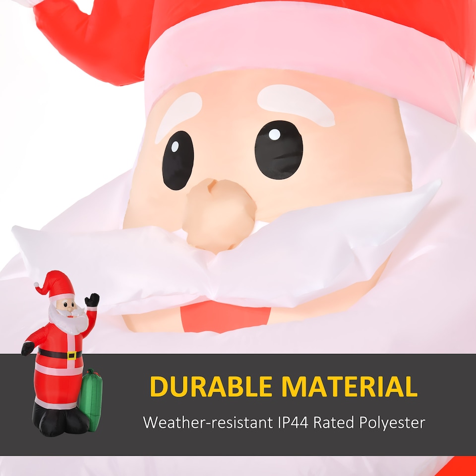 image 1 of HOMCOM 7.5ft Inflatable Christmas Santa Claus with LED Air Blown Xmas Décor Holiday Outdoor Yard Decoration