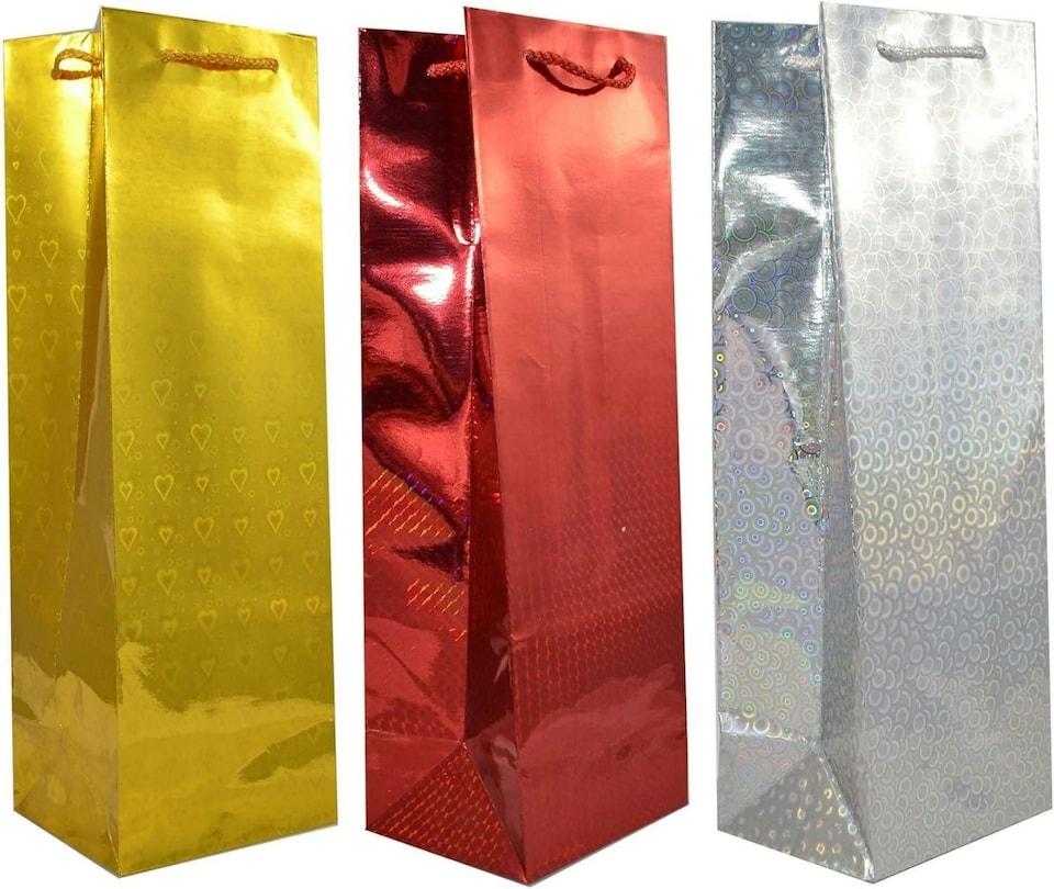 image 1 of 100 pcs Assorted Holographic Wine Gift Bags | Multi
