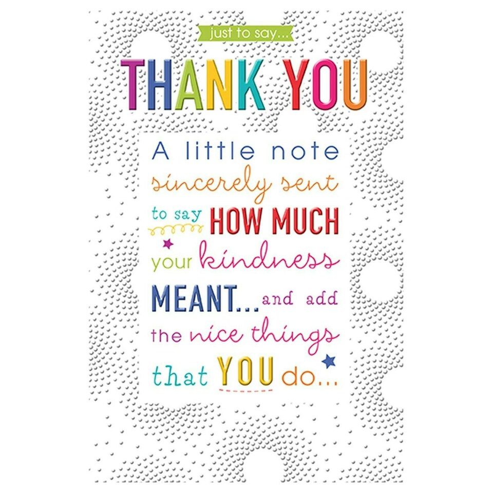 Words 'n' Wishes Thank You Card - Just to say.Thank You