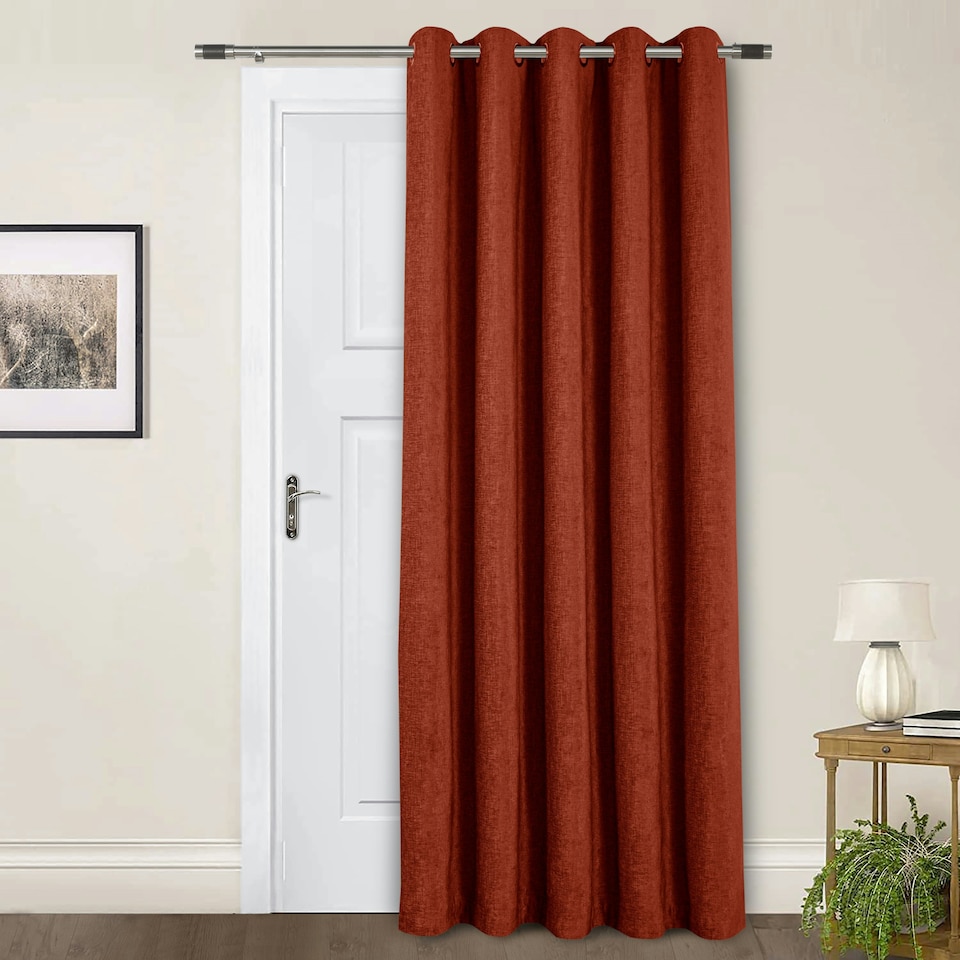 image 1 of Amberley Eyelet Thermal Door Curtain 66" x 84" - Terracotta