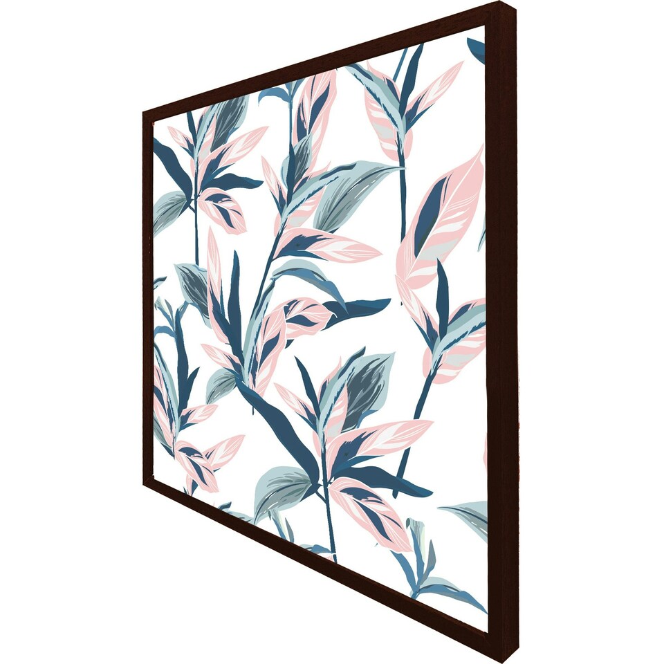 image 1 of Winter pink & blue flowers (Picture Frame) Brown | XS