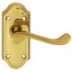 image 1 of PAIR Victorian Scroll Lever on Short Latch Backplate 112 x 48mm Polished Brass