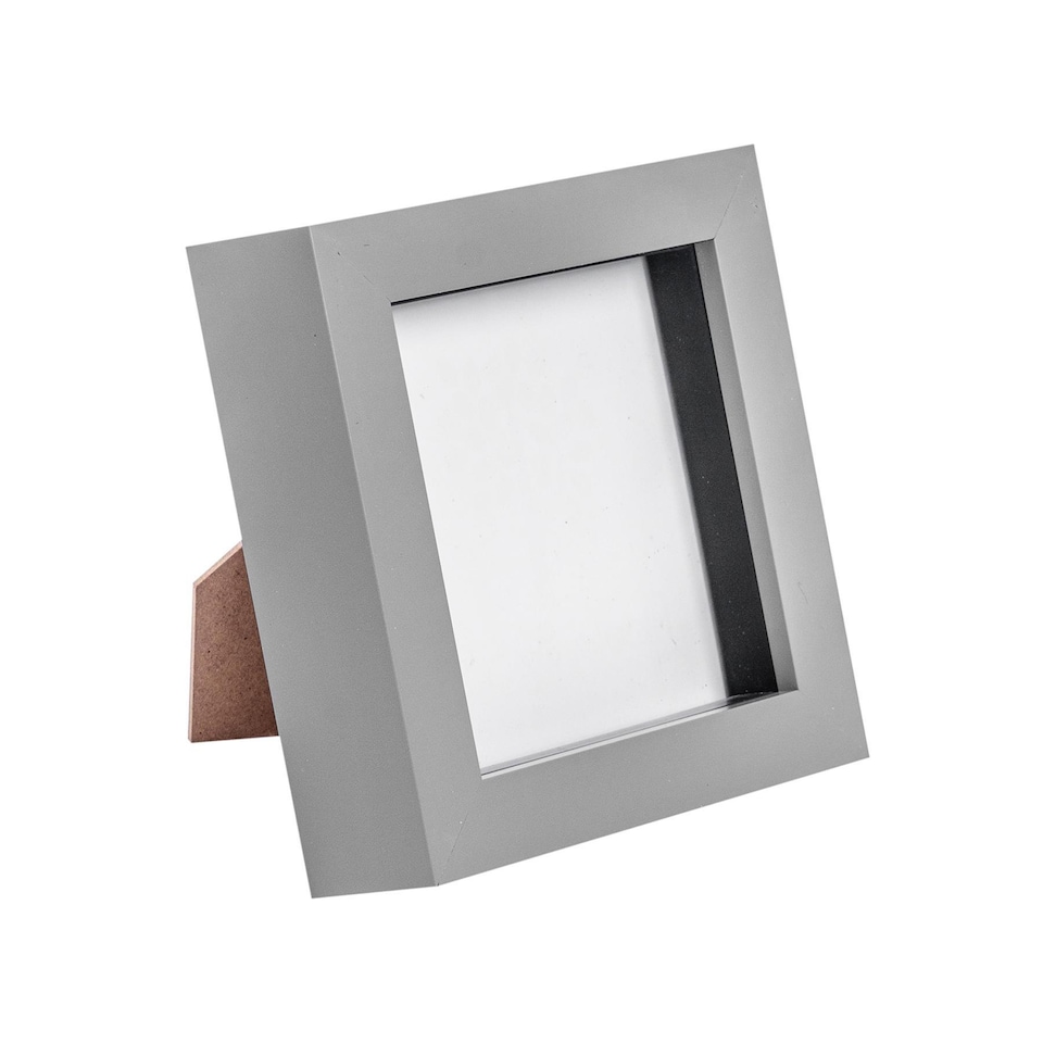 image 1 of Nicola Spring 4 x 4" Photo Frame - Grey - 3D Photo Frame Picture Frame Box Portrait Display Case (12.5 x 12.5cm)