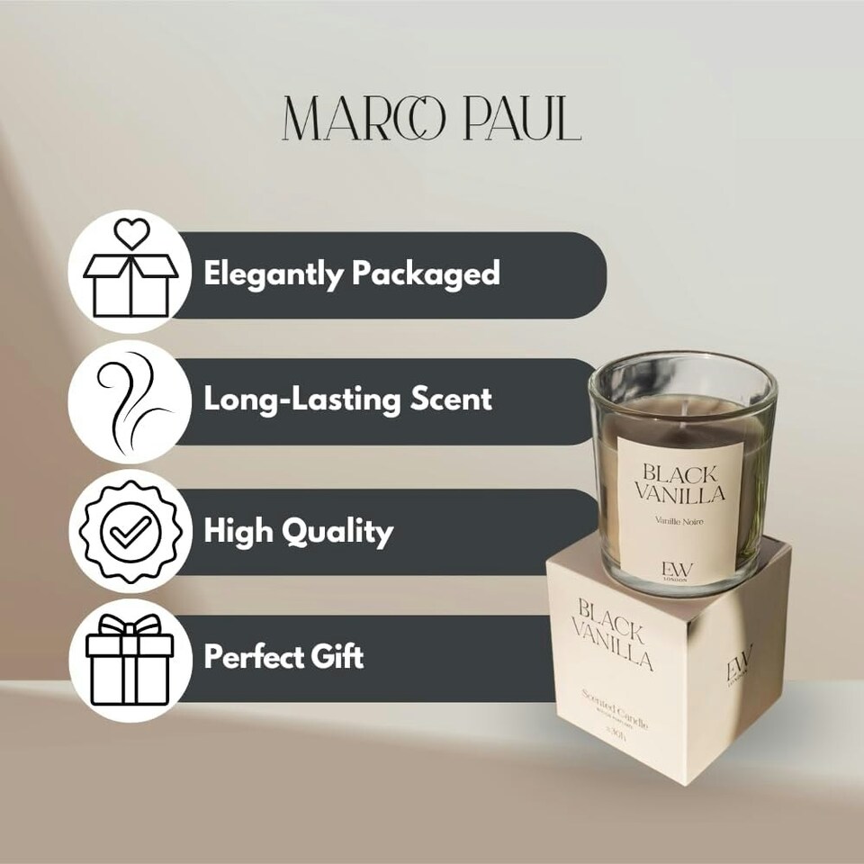 image 1 of Marco Paul Vanilla Scented Glass Jar Candle 8cm Brown