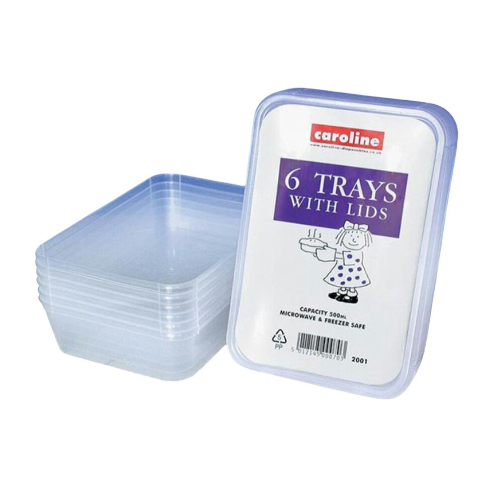 Caroline Plastic Tray with Lid 500ml 6pk 2001 - One Colour - One Size