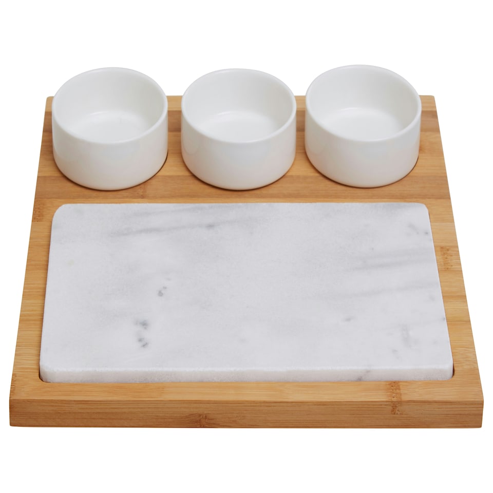 image 1 of Interiors By Premier 5-Piece White Marble And Ceramic Serving Board, Durable Natural Stone