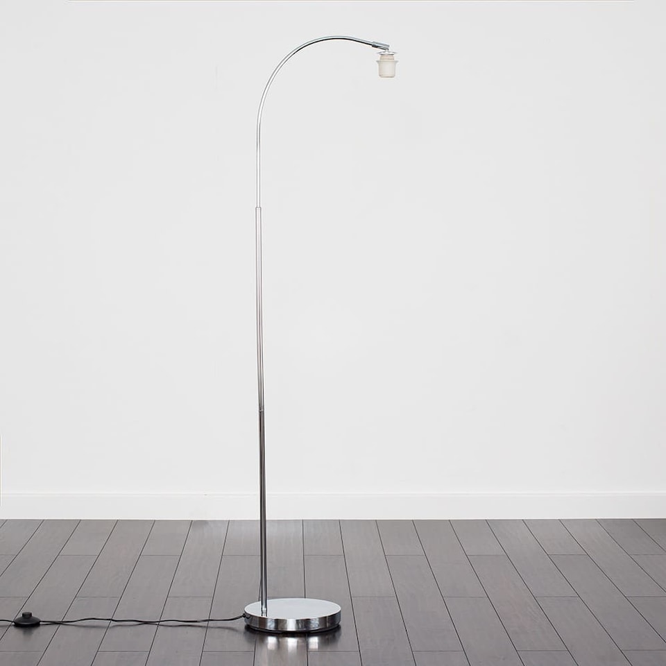 image 1 of ValueLights Modern Designer Style Polished Chrome Curved Stem Floor Lamp Base | Chrome