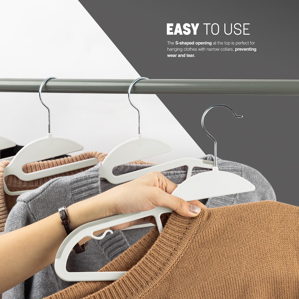 image 1 of Keplin Non-Slip Hangers, Durable, Slimline Design for Space Saving with 360 Degree Swivel