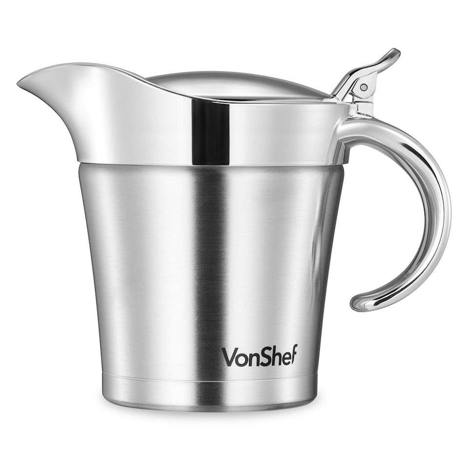 image 1 of VonShef 500ml Gravy Boat with Lid, Extra Large Double-Wall Insulated