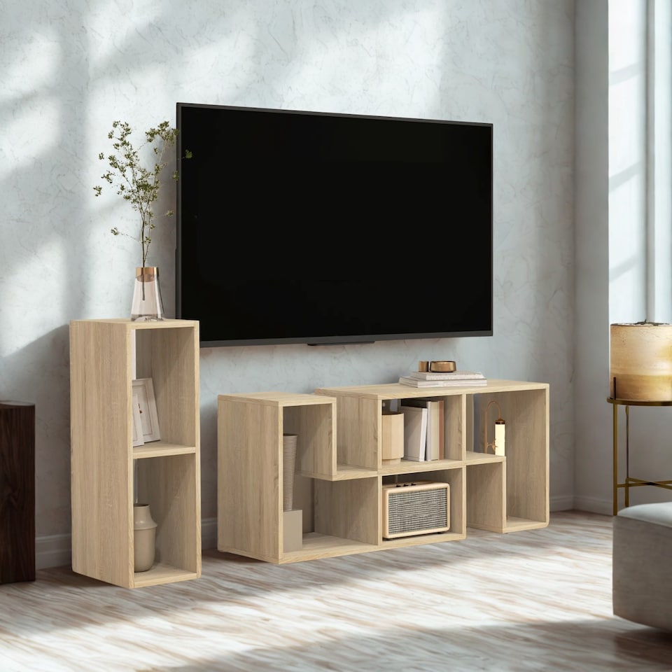 image 1 of Adjustable Free Combination TV Stand Unit With Storage Grey