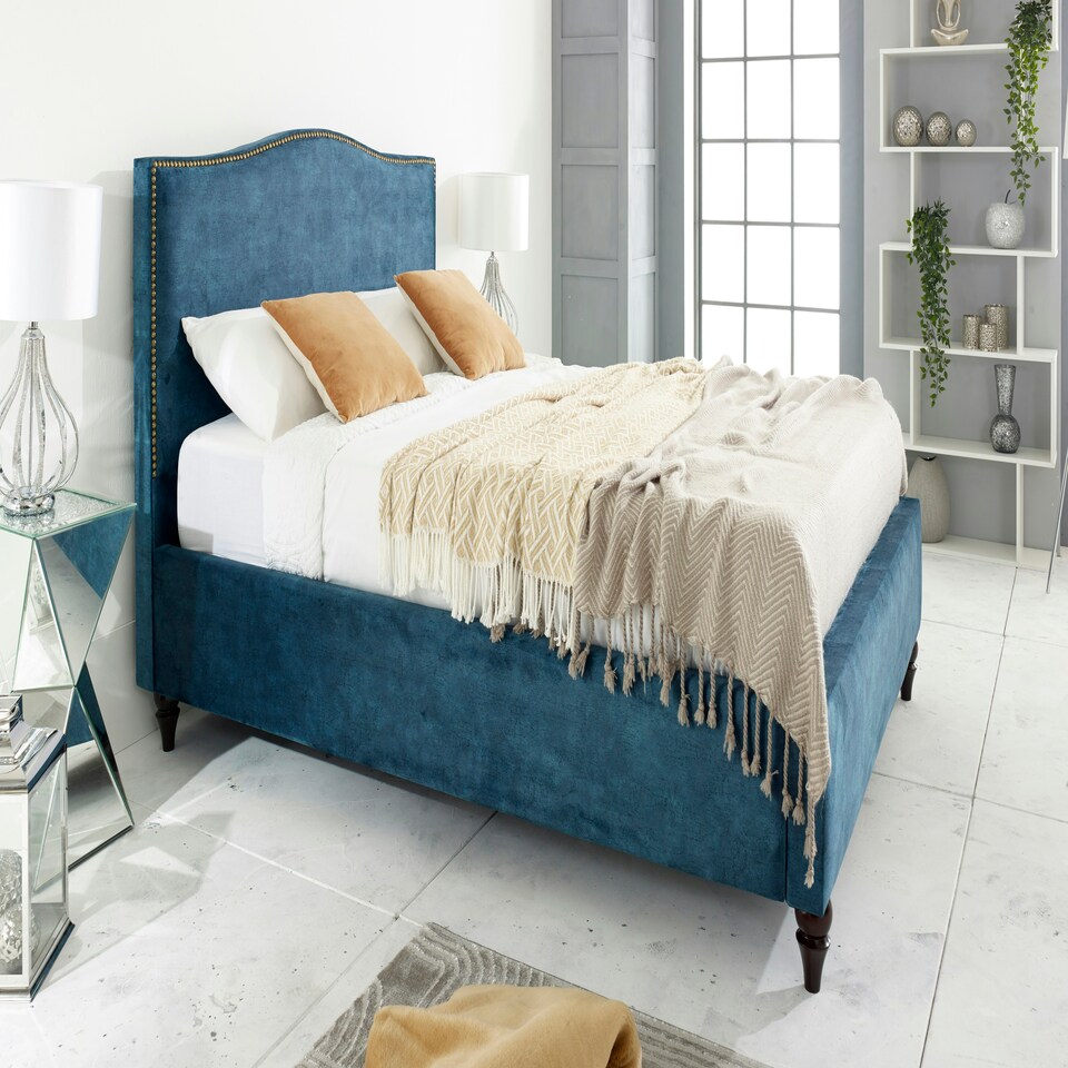 image 1 of Venezia Marble Small Double Bed Frame - Peacock