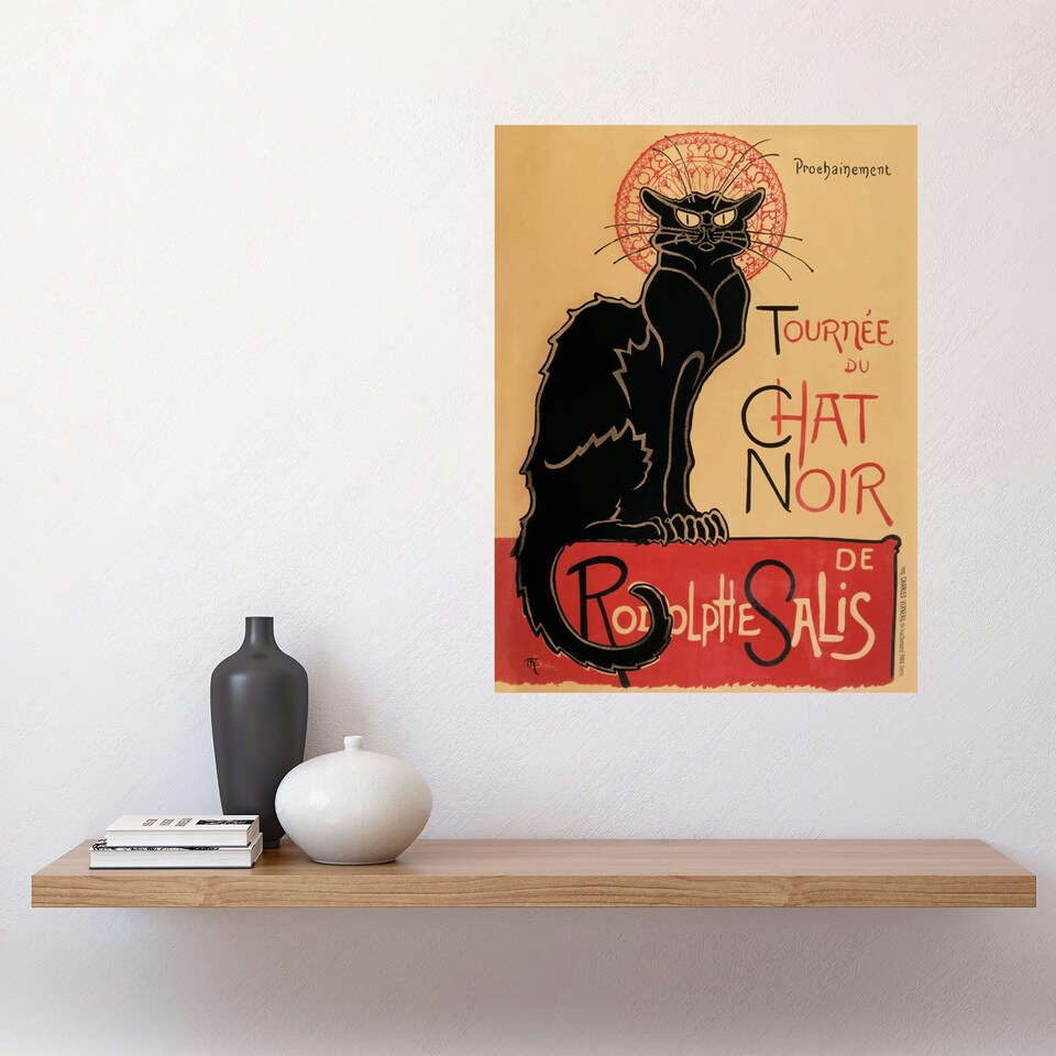 image 1 of Salis French Vintage Advert Chat Noir Cabaret Black Cat Large Wall Art Print 18x24 Inch | Multi