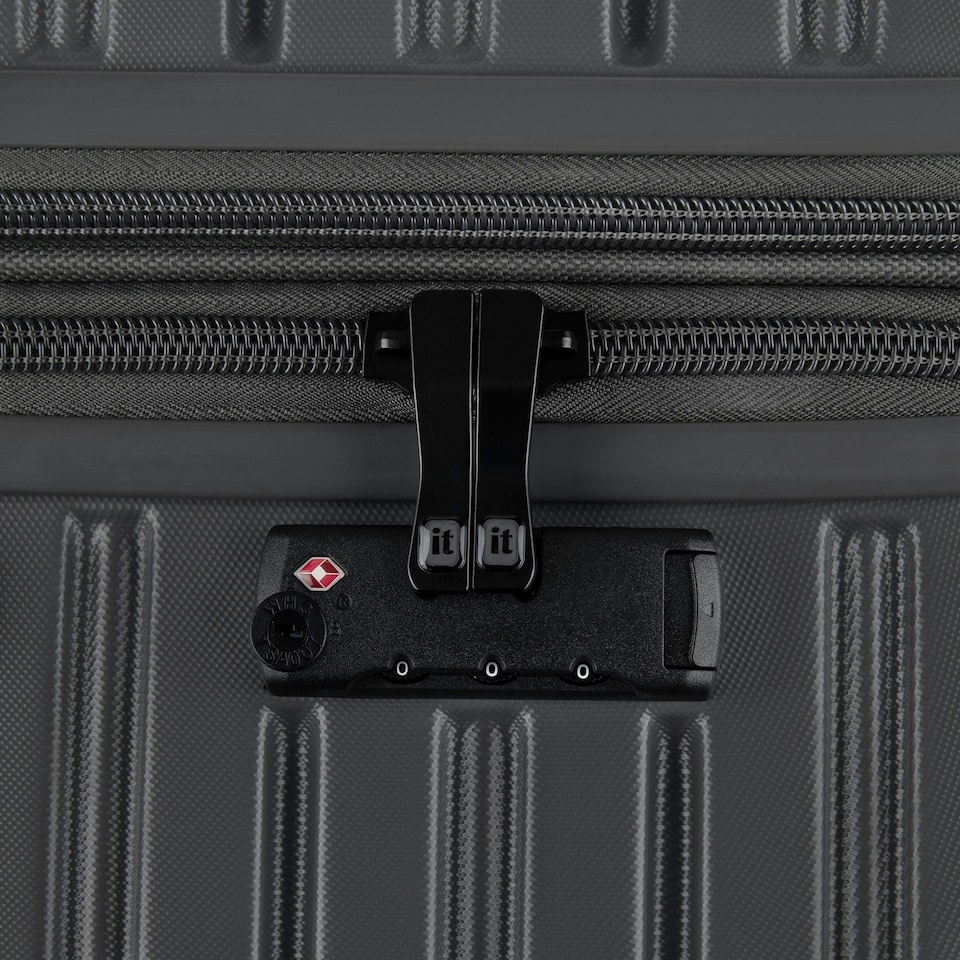 image 1 of IT Luggage Jumbo Charcoal 3pc Suitcase Set with TSA Lock Grey