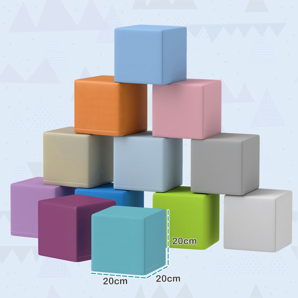image 1 of HOMCOM 12 PCs Soft Play Blocks Soft Foam Toy Blue