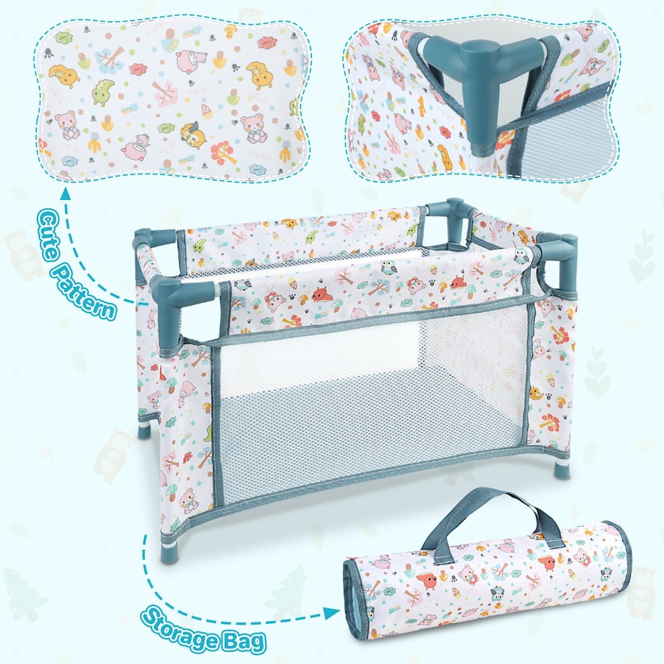 image 1 of 4‑in‑1 Baby Doll Playset – 12" Baby Doll with Crib, Rocking Chair, Storage Bags & Nursery Accessories – Pretend Play Baby Care Toy for Kids Ages 3+