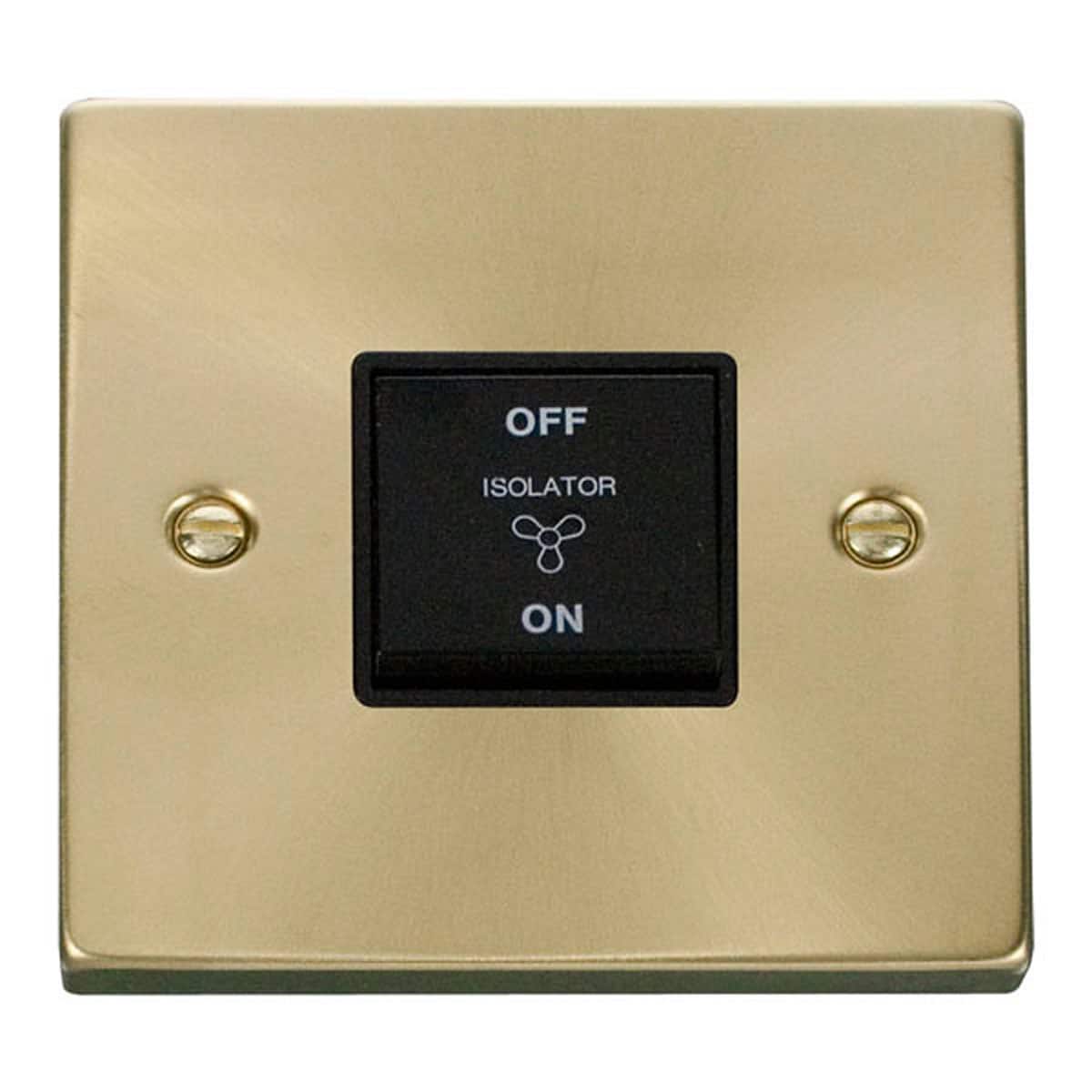 SE HOME Satin Brushed Brass 10A 3 Pole Fan Isolation Switch Gold Satin Brass
