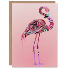 Tribal Flamingo Artwork Pink Animal Bird Lover Birthday Card