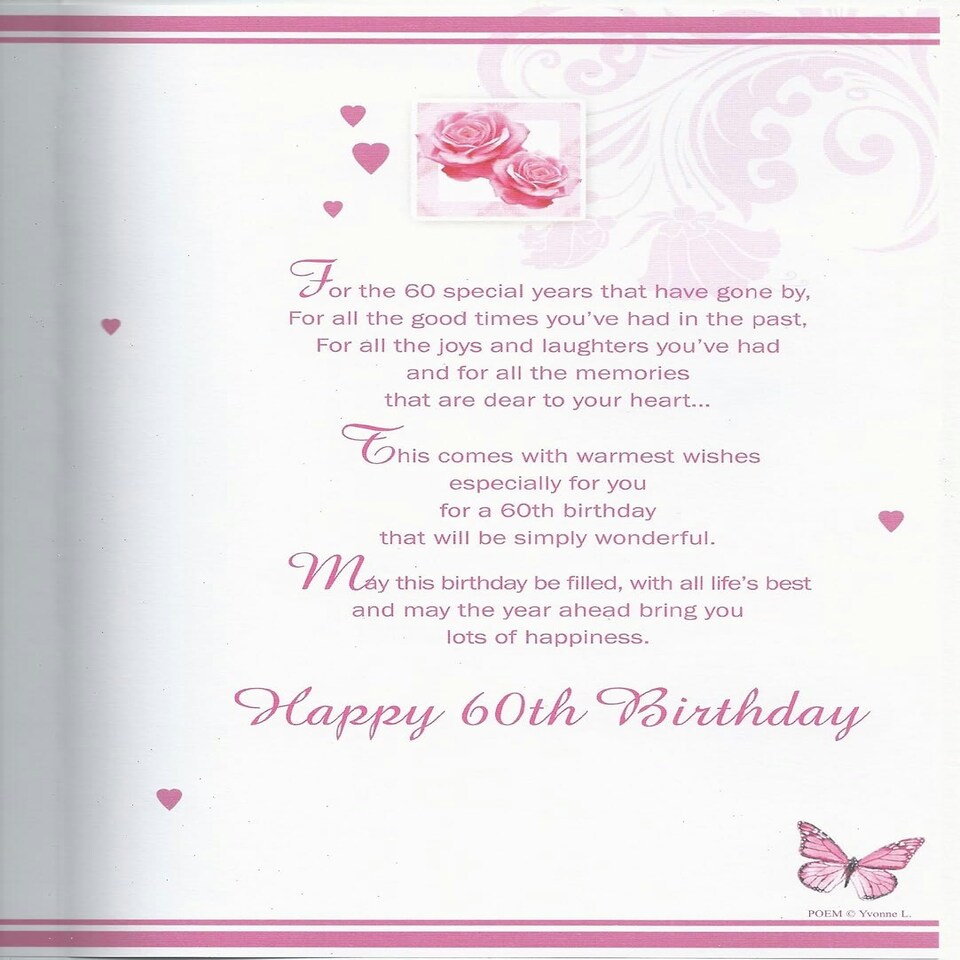 image 1 of Happy Birthday 60th Flower Design Greeting Card