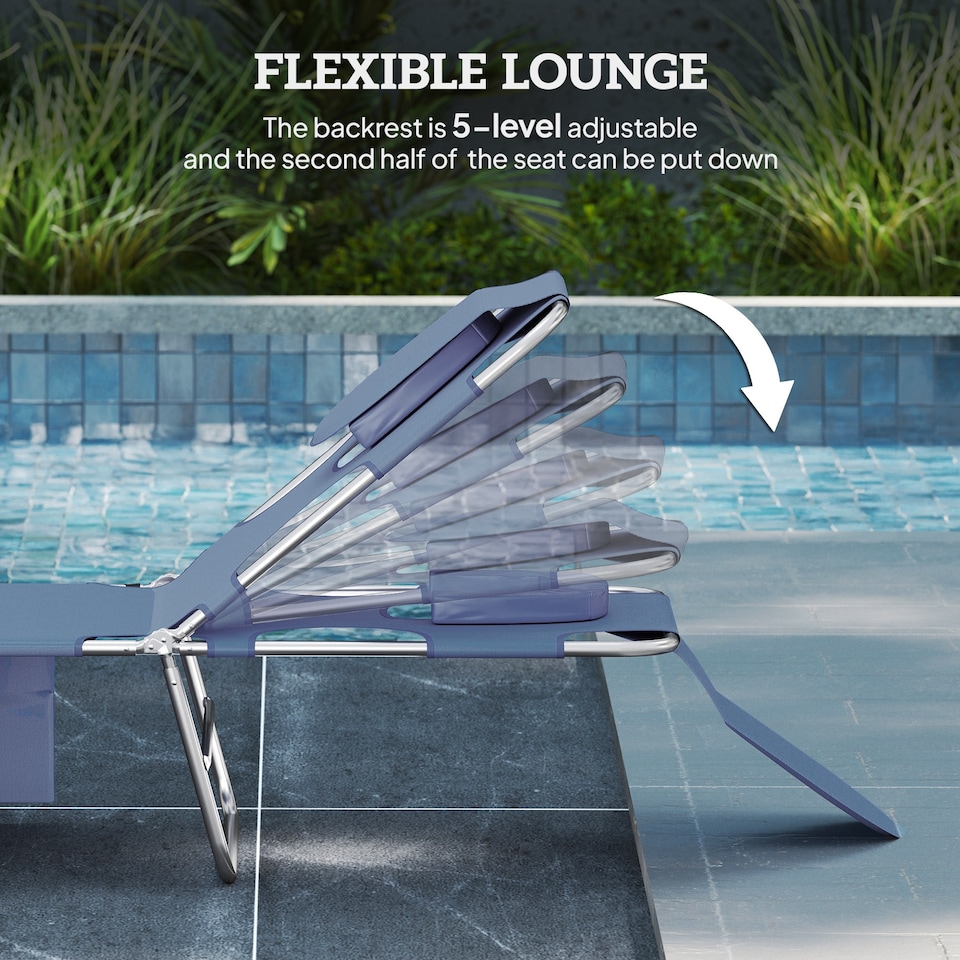 image 1 of Outsunny Sun Lounger with Reading Hole, Folding Garden Lounger, Grey