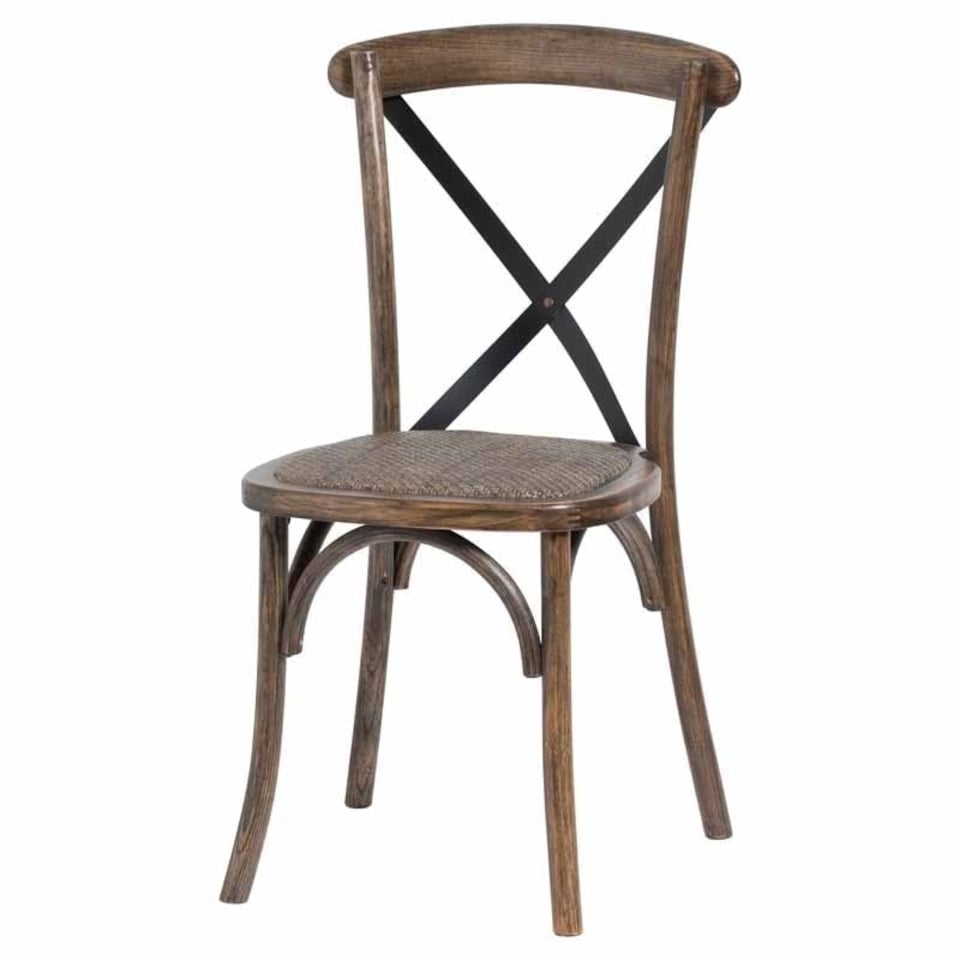 image 1 of Cross Back Dining Chair - Oak - L41 x W42 x H88 cm - Brown Brown