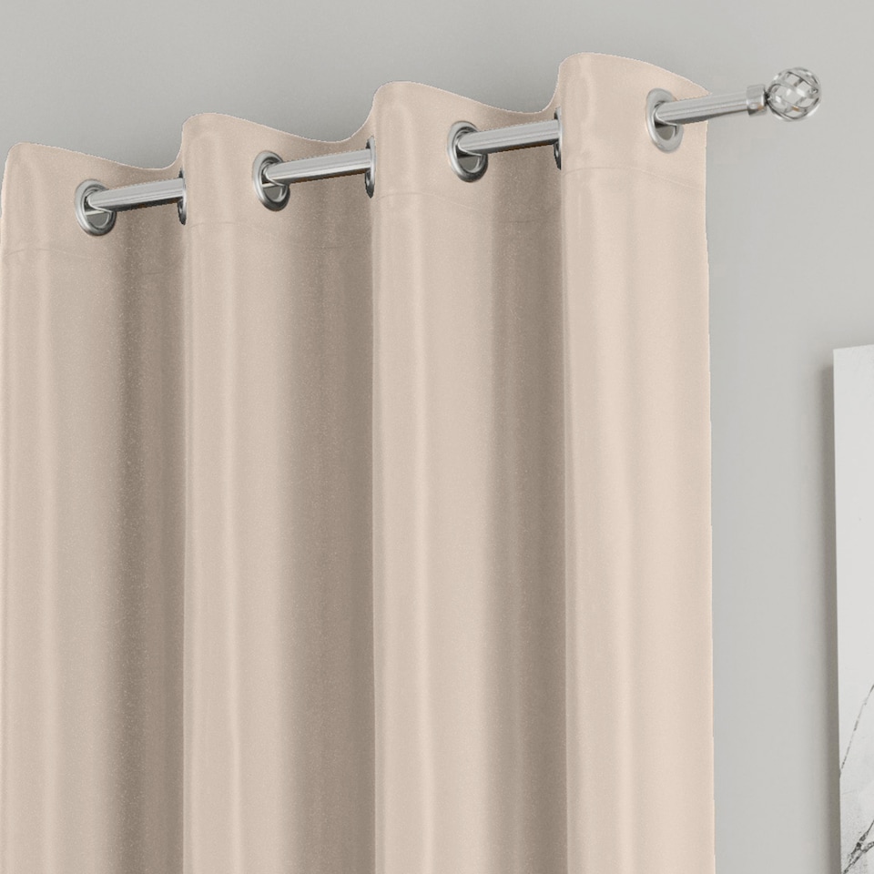 image 1 of Enhanced Living Nightfall Plain Supersoft Natural Thermal Blockout Eyelet Curtains (PAIR) - 66 x 72 inch (168 x 183cm) | Brown | Beige | 2