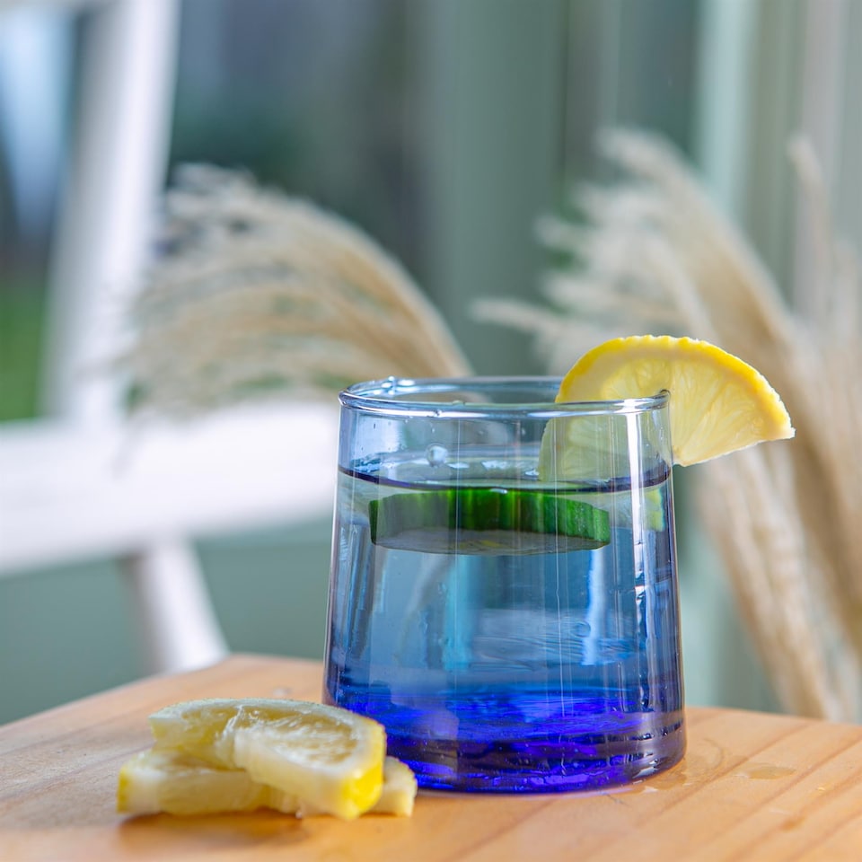 image 1 of Nicola Spring Merzouga Recycled Glass Tumblers - 200ml - Blue - Pack of 6 | Blue | Blue | 6