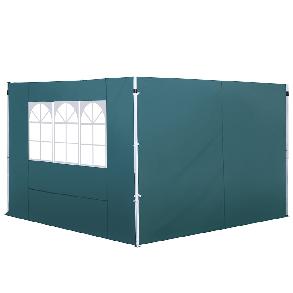 image 1 of Outsunny 3 Meters Gazebo Replaceable Exchangeable Side Panel Wall Panels Walls With Window, Dark Green