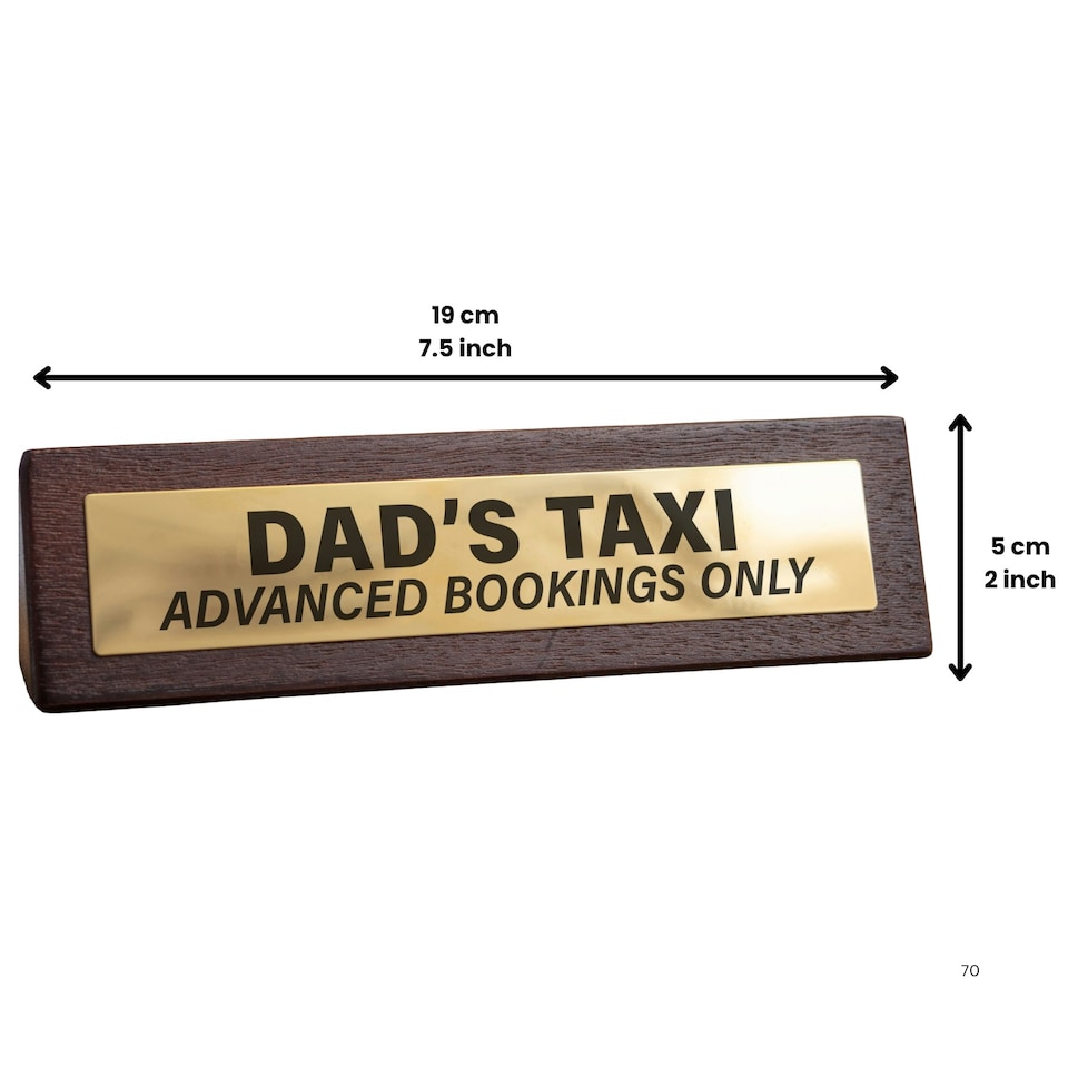 image 1 of Wooden Desk Sign - Dad's Taxi