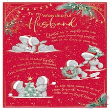 Bears Wearing Christmas Hats Husband Christmas Card