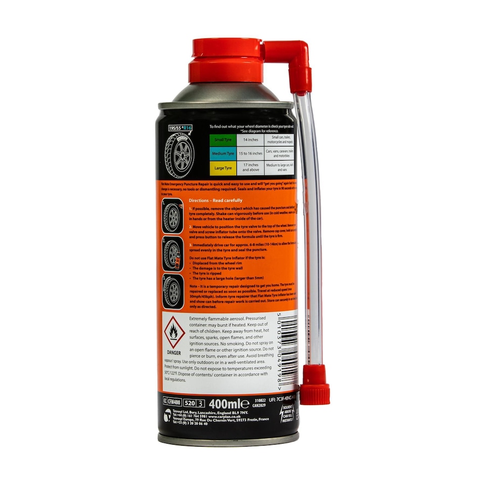 image 1 of CarPlan Flat Mate Tyre Inflator Emergency Puncture Repair 400ml x6 Treatment