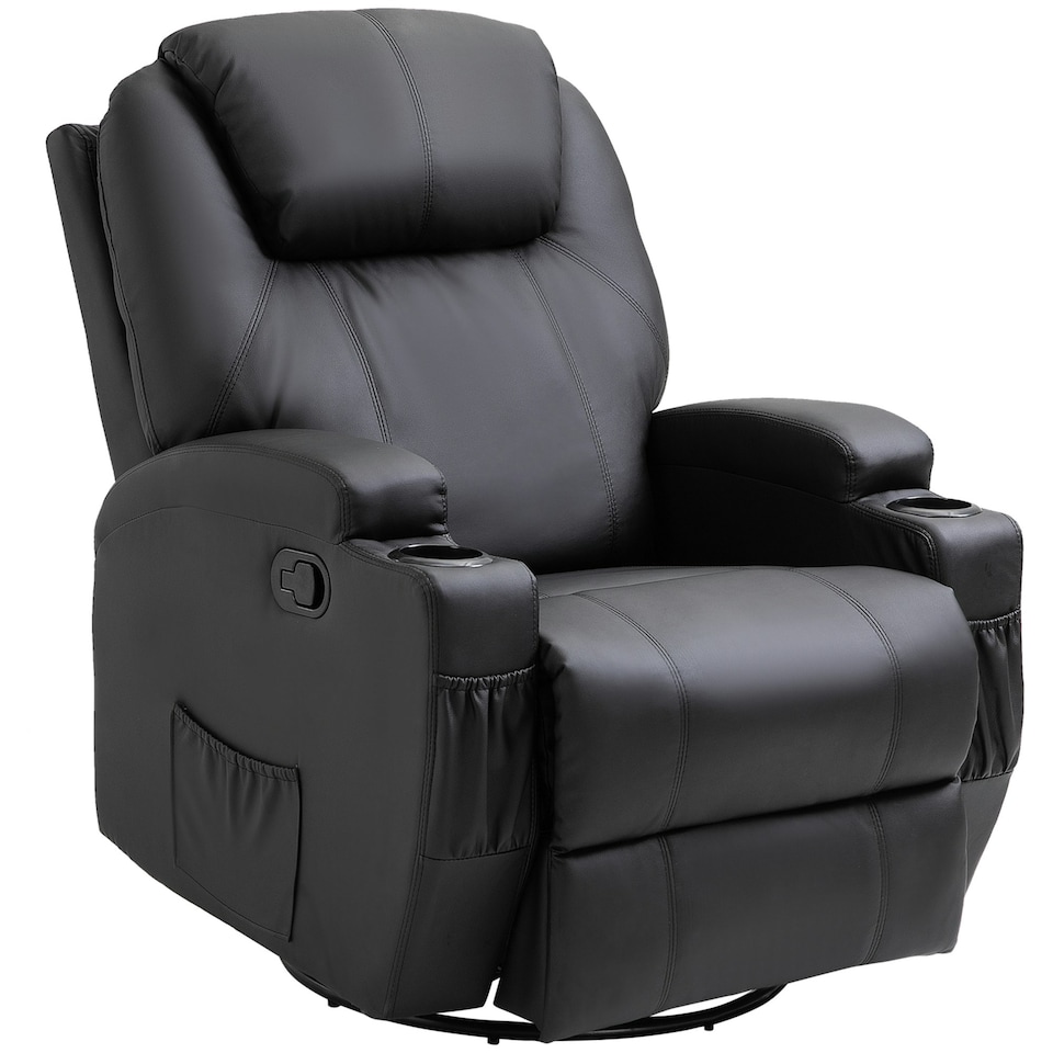 image 1 of HOMCOM 8-Point Massage Recliner Sofa Rocking Swivel w/ Remote Control