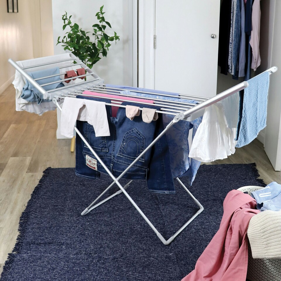 image 1 of Igenix IGHA01220S Winged Electric Heated Airer, Foldable & Lightweight, Silver