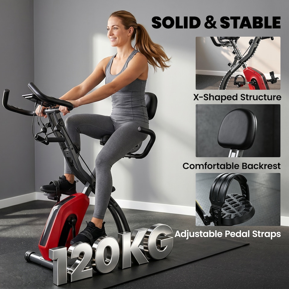image 1 of SPORTNOW Folding Exercise Bike with Resistance Bands