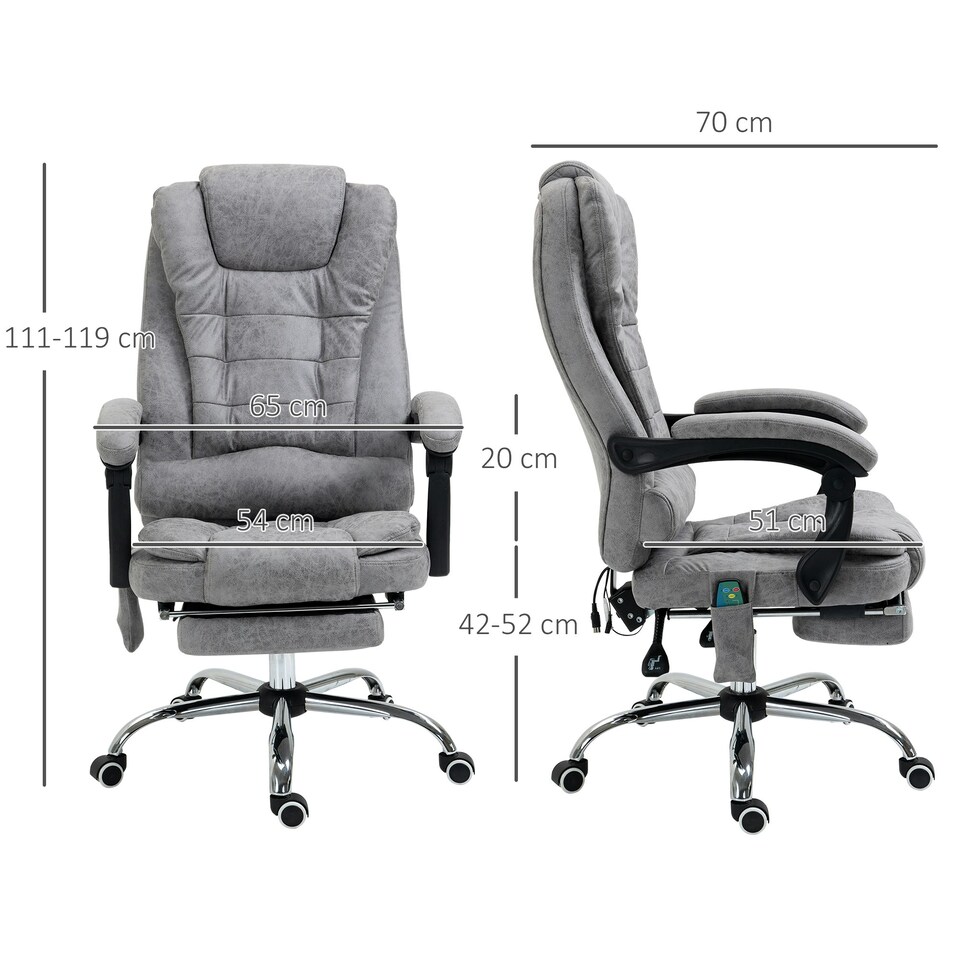 image 1 of Vinsetto Heated 6 Points Vibration Massage Executive Office Chair Grey