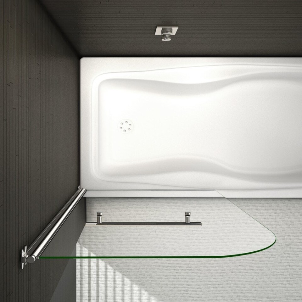 image 1 of 800x1400mm 180 Pivot Shower Bath Screen Tempered Glass Door Panel With Towel Rail Chrome