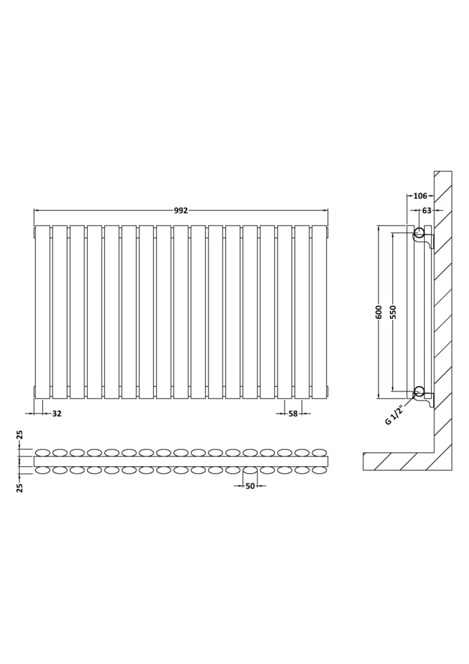 image 1 of Balterley Embrace Horizontal Double Panel Radiator | Grey | Anthracite | 1