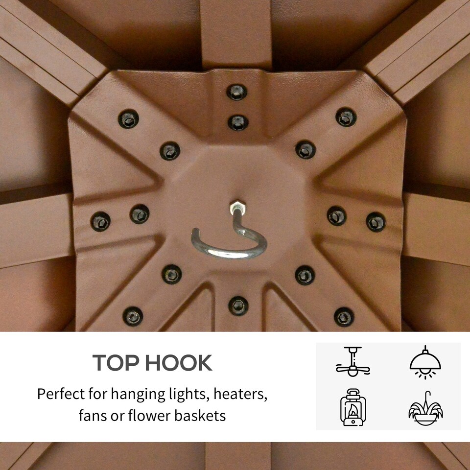 image 1 of Outsunny 3x(3)M Double-Tier Hardtop Gazebo, Outdoor Patio Shelter, Brown