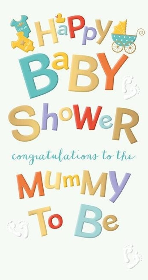 Words 'n' Wishes Traditional Happy Baby Shower Card, Mummy to Be, Made in the UK
