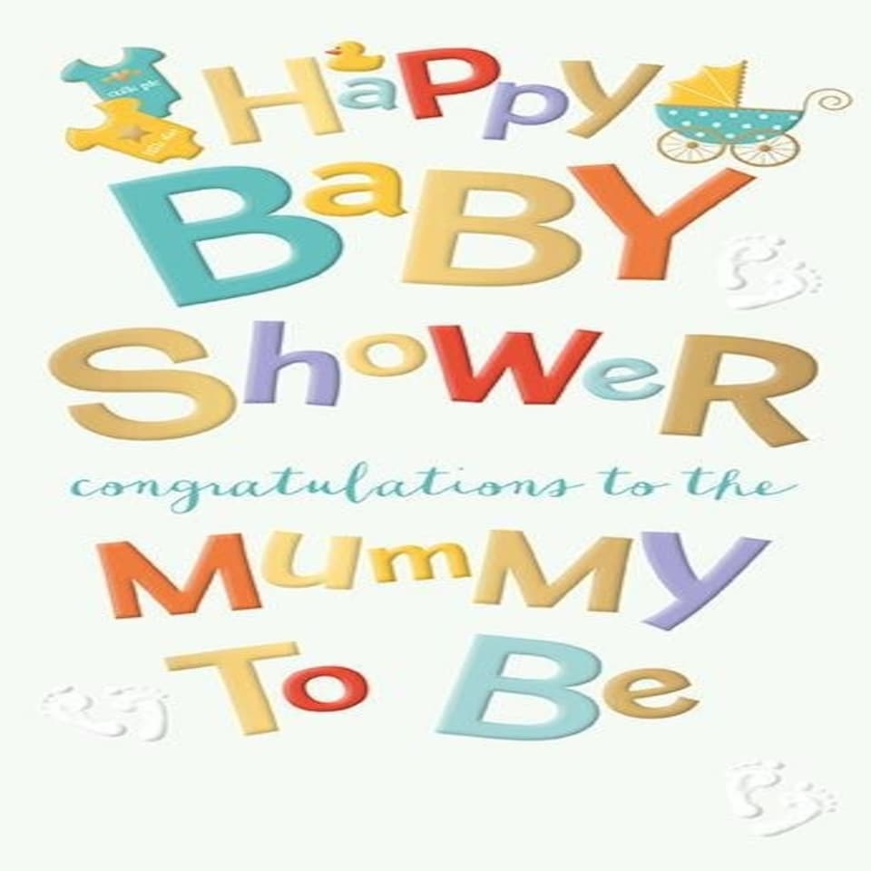 Words 'n' Wishes Traditional Happy Baby Shower Card, Mummy to Be, Made in the UK