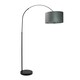 image 3 of ValueLights Louis Black Arched Floor Lamp with Grey Velvet and Metallic Chrome Inner Shade