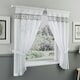image 1 of Lucy Black Embroidered Heart Design Window Set 140 x 122 cm Rod Pocket Window Set with Frill Edging and 2 Matching Tie Backs