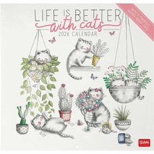 Life is Better With Cats Calendar 2026, Wall Calendars, Month To View, Cats, Gift