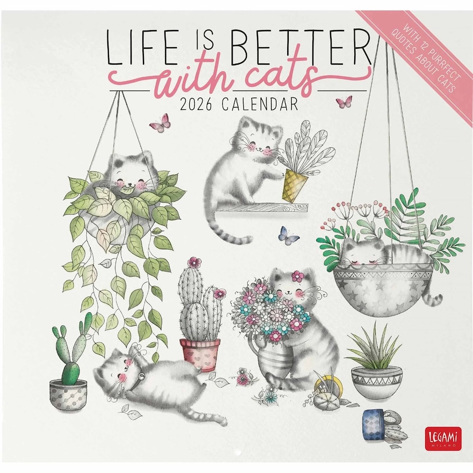 image 1 of Life is Better With Cats Calendar 2026, Wall Calendars, Month To View, Cats, Gift