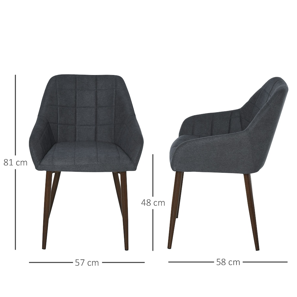 image 1 of HOMCOM 2 Pieces Dining Chair with Sponge Padding Metal Leg Home Office