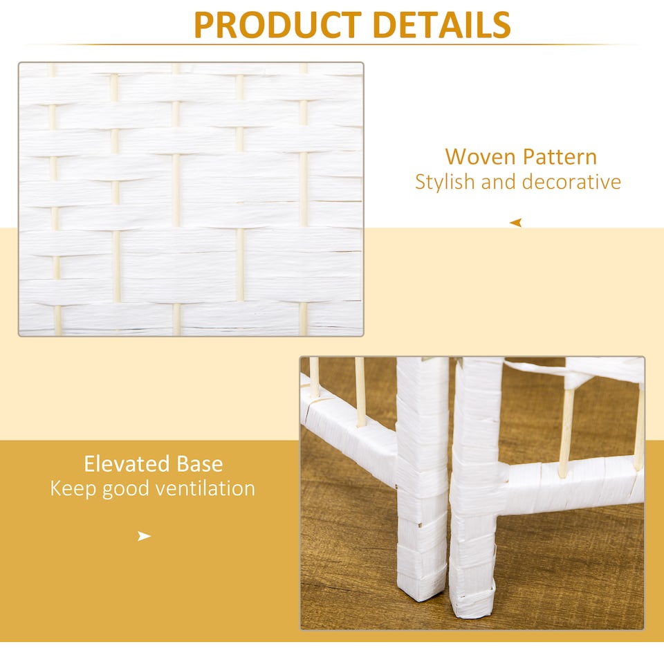 image 1 of HOMCOM 4 Panel Folding Room Divider, Freestanding Privacy Screen, White | White | White