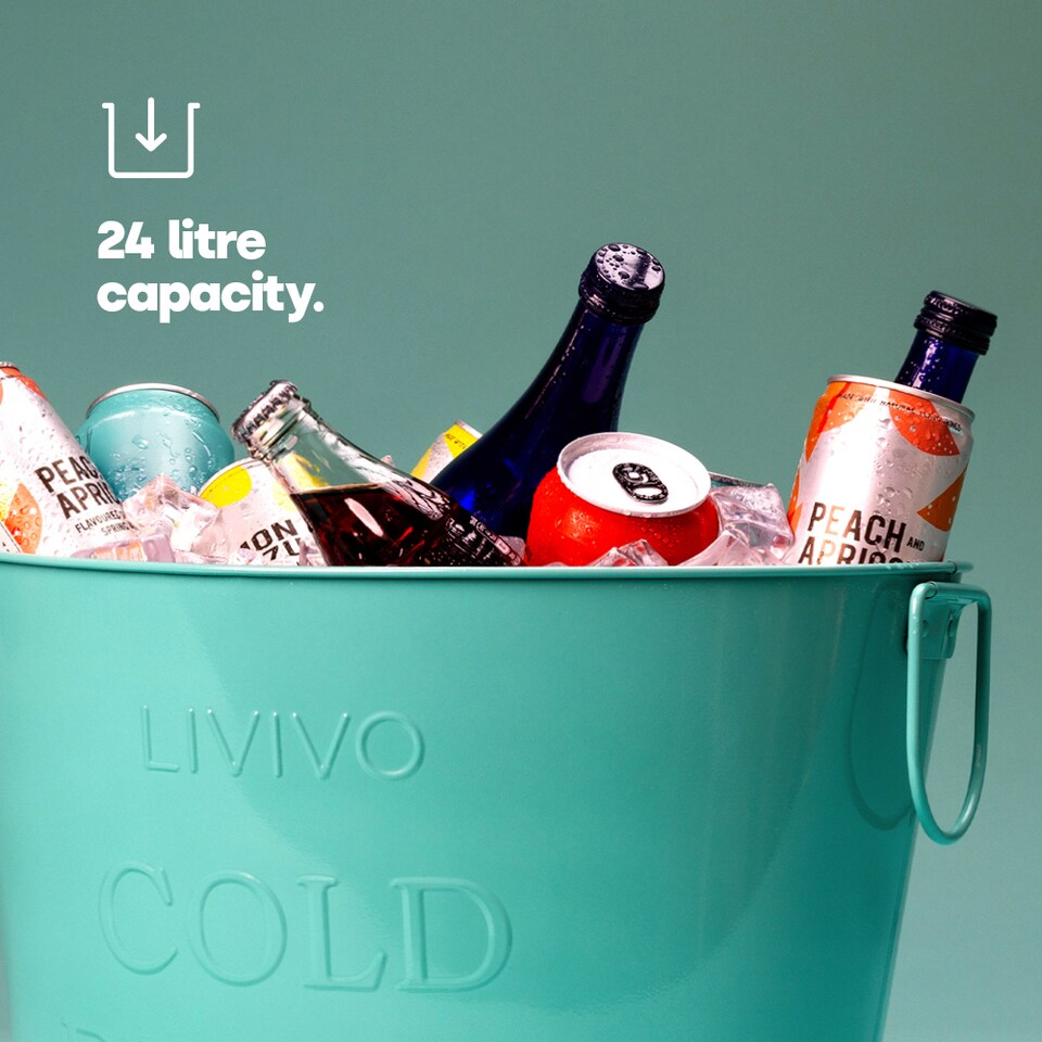 image 1 of Galvanised Steel Drinks Bucket - Turquoise