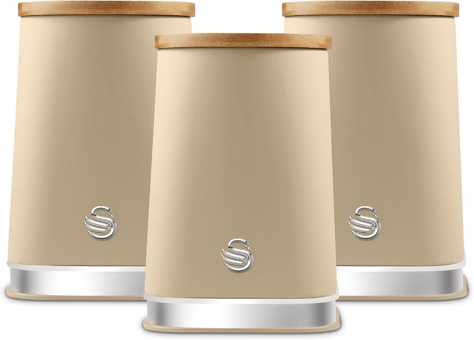 image 1 of Swan Nordic Oatmeal Tea Coffee Sugar Canisters Kitchen Storage SWKA18524OAT