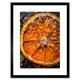 image 1 of Orange Slice Juice Droplets Macro Painting 9x7" Black Framed Wall Art Print