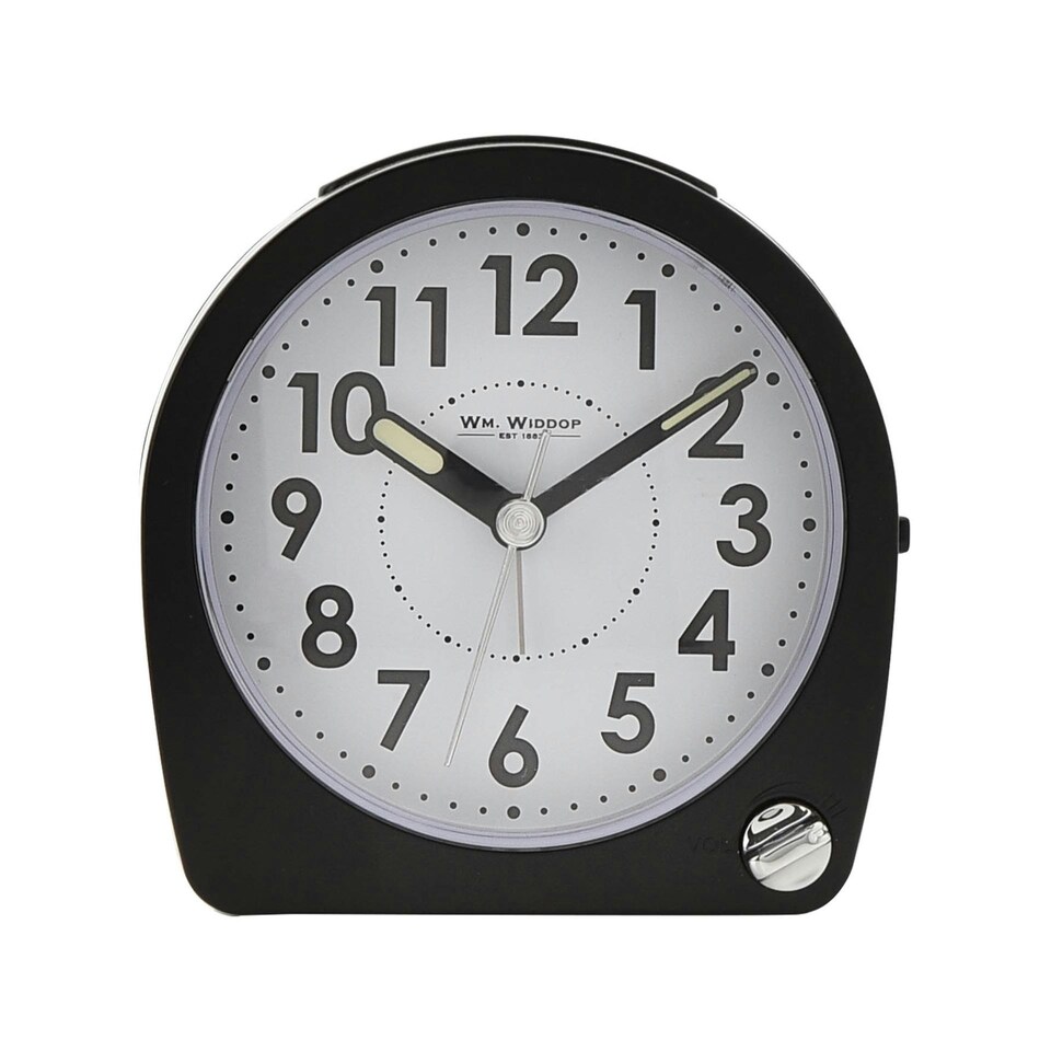 image 1 of Hometime Round Alarm Clock Light, Snooze, Sweep - Black Black