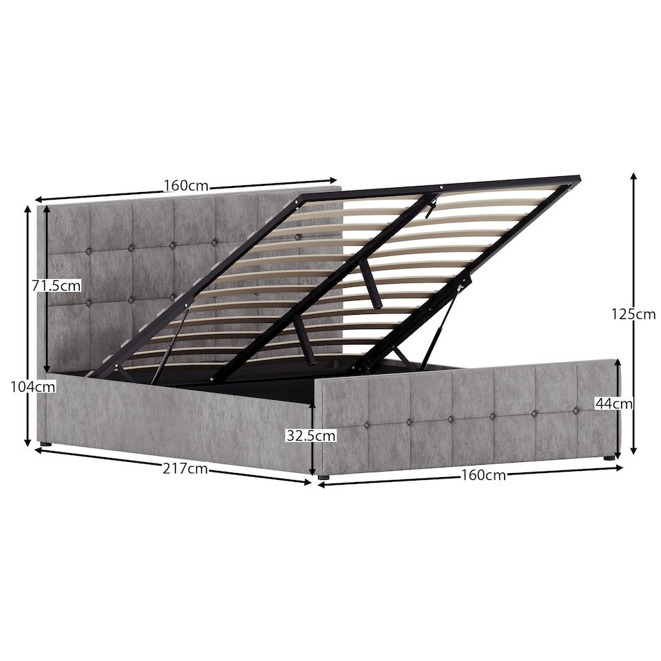 image 1 of Vida Designs Valentina 5ft King Size Ottoman Bed Storage Fabric Upholstered, Crushed Velvet Silver, 150 x 200cm